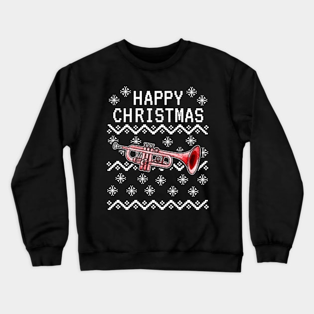 Trumpet Ugly Christmas Trumpeter Brass Musician Crewneck Sweatshirt by doodlerob